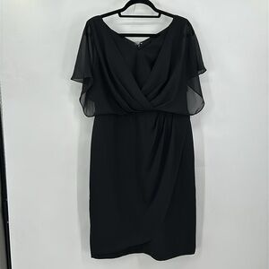 Stacees Chiffon Mother of the Bride Dress Short Sleeve Black Size 12 NWT